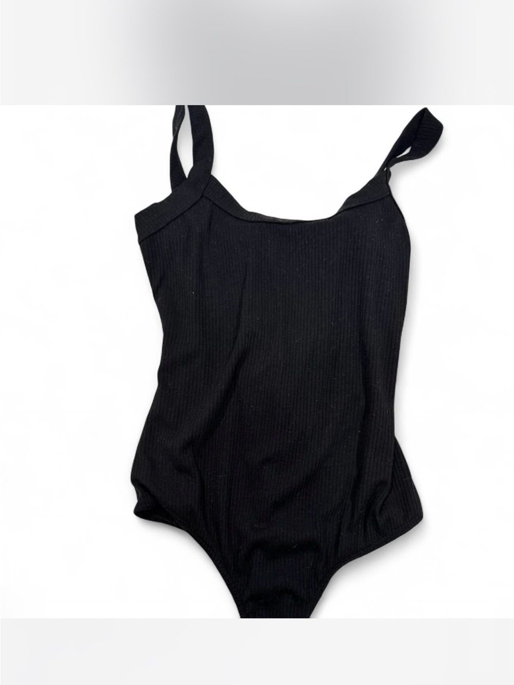 Aqua Black Ribbed Scoop Neck Bodysuit